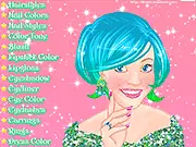 Fashionable young woman with creatively styled hair, detailed nail art, and glamorous makeup in the game Mina's Beauty Designer