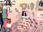 Fashionable woman trying on a variety of different high heel shoes and outfits in the online game High Heel Fashion