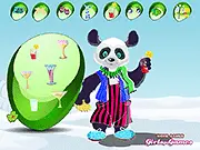 Cute cartoon panda wearing a colorful, customized outfit and accessories in the free online Panda Lounger Dress Up game
