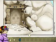 Alkirian: The Ice Stone point-and-click free online game screen, showing an inventory of collected objects and a puzzle to solve.