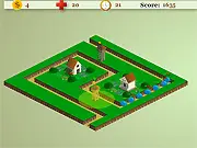 Pixelshocks Tower Defence free online game screenshot, placing cannons and defense towers, tower defense strategy game