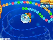 Screenshot of Bear & Cat Bubble Shooter, showing colorful bubbles at the top of the screen with a character aiming a new bubble projectile.