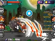 Free online action game Mutant Rampage showing a monstrous creature destroying a city