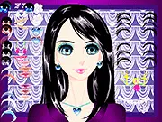 Free online beauty game Stella Make Up showing a model with perfectly applied makeup and styled hair