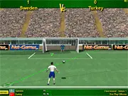 Crossing Cup Soccer game screenshot, player taking a corner kick in a stadium against a world champion opponent