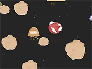 Astrododge free online game screenshot showing an astronaut dodging multiple large asteroids in space, survival arcade game