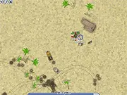 Gameplay screenshot of Endless War 5, showing a top-down view of a player-controlled tank engaging enemy armor and infantry on a World War II battlefield.