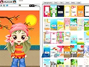 Screenshot of Yuri Nuri Dollmaker interface showing a partially completed chibi-style avatar being customized with various clothes and hairstyles.