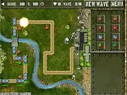 Fire Defence Tower free online game, base defense strategy game, upgrade turrets