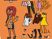 Kira Dress Up free online fashion game showing the character Kira Arashirai wearing a trendy outfit and accessories with a variety of clothing options displayed.