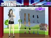 Screenshot of the celebrity dress-up game Britney's Got Talent showing the star ready for her performance in a glamorous stage outfit. Play free online.