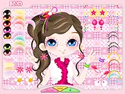 Screenshot of Blum Make Up game showing the character Blum's face with a selection of different virtual eyeshadows, lipsticks, and blushes available for the makeover