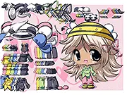 Screenshot of Dress Up Hopeh game showing the female model 'Hopeh' in a fashionable outfit with a sidebar displaying various clothes and accessories for selection