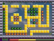 Screenshot of Ballunacy game. Play free online physics puzzle game using a deflector to bounce a ball and collect orbs.