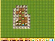 Garden Cleanup free online puzzle game screen showing a character pushing a flower pot onto a flower