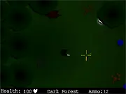 Death Zone zombie shooter game screenshot; play free online action game; character fighting undead in the dark