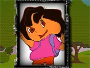 Dora Funny Face game screenshot, making a silly expression on Dora the Explorer, play free online kids game