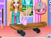 Skater Girl Dressup game screenshot, designing a skateboard and choosing a stylish outfit, play free online