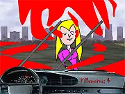 Screenshot of Run 'Em Down online car game showing a car being chased by police vehicles
