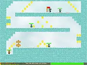 Be the Captain Platformer game screen showing the main character jumping over an obstacle near a pirate and coins.