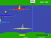 Play Canoe Sprint Online free game on PlayArcadeHub. Kayak racing sports game screenshot with paddler and water.