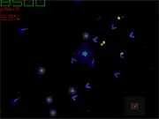Spaceship fighting alien vessels in the fast-paced retro Shoot'em up game Infinity Flash on PlayArcadeHub