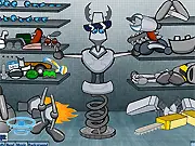 Screenshot of the customization interface in the free online game Build-A-Robot, showing various robot parts and accessories