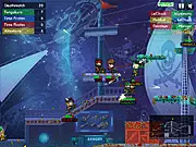 Epic Time Pirates game screen showing a crew of pirates shooting enemies in an action-packed arena shooter