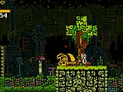 Renaine game screenshot; Aine the Phoenix Knight fighting an enemy; free online fast-paced roguelike platformer