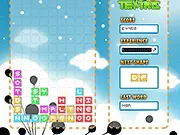 Textris game screenshot showing falling letter blocks stacked on the screen, illustrating the Tetris-meets-word-game concept. Play free online.