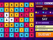 Word Blix game screen showing a grid of colored letter tiles and a score timer
