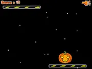 Screenshot of Pumpkin in Space game. Play free online arcade game where a pumpkin bounces between paddles in a space setting.