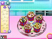 Screenshot of Animal Cupcakes For Kids game showing beautifully decorated cupcakes styled as cute animal faces, free online cooking game