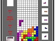 Screenshot of the N-Tris classic puzzle game showing colorful geometric blocks falling down and forming a stack at the bottom of the grid.