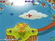 Screenshot of the Frantic Planes arcade game showing a small fighter jet shooting projectiles at multiple enemy planes in a top-down view.