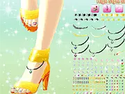High Style Shoe Designer free online game showing a custom-designed high heel shoe with a model's foot accessorized with detailed nail polish and ankle jewelry.