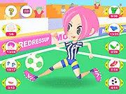 Play Football Baby Flash Dressup free online, choose football (soccer) uniform and clothes for girl, sporty dress-up game
