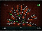 Screenshot of the Gem Trees game showing a collection of brightly colored and colorless gems falling from the top of the screen against a background of a fantastical tree.