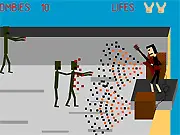 Screenshot of Metal Survival, a zombie shooter game showing a character with a gun fighting against a horde of infected enemies.
