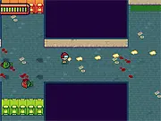 The Actual Monster free game screenshot showing the character approaching a green creature on a puzzle board, ethical puzzle game online