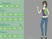 Screenshot of Kiber Elsa Dress Up game showing the character Elsa in stylish attire with various clothing options around her for fashion design