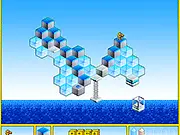 Qobix color tile puzzle game screenshot, jumping on stones to change color, free online logic game