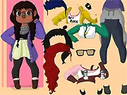 A stylish, curvy female character being dressed in a fashion outfit using the drag-and-drop mechanism in the free online game