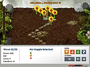 Go Go Garden Defense game screen showing plant-based towers defending a garden from a swarm of insects