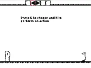 Screenshot of the Clunky 2-Button Platformer, featuring a blocky character attempting to jump over spikes on a simple, brightly colored obstacle course.