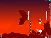 Tellurian X free online game screenshot showing a small spaceship collecting a glowing energy orb near a platform with limited fuel displayed.