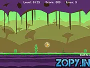 Gold Ball Journey free online game screenshot showing a golden ball jumping over a spiked cactus in a desert landscape.