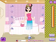 Screenshot of School Party Dressup game showing a girl in a stylish party outfit with various icons for selecting dresses and accessories.