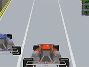 Gameplay screenshot of the free online racing game Fi Kart Grandprix, showing a small go-kart on a top-down track with retro graphics.