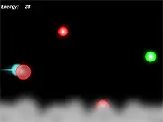 Screenshot of Night Glider game, showing a glowing neon comet dodging large geometric obstacles in a dark, empty space.